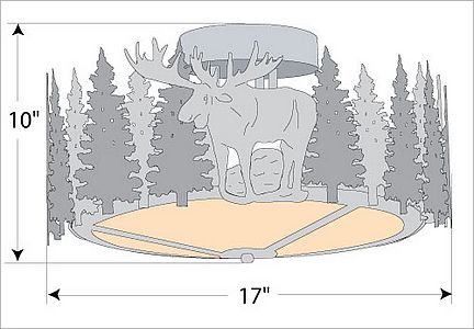 Woodcrest Semi-Flush - Moose Semi-Flush Light Moose Metal Art