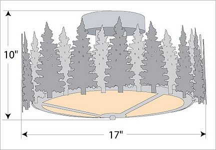 Woodcrest Semi-Flush - Pine Tree Semi-Flush Light Trees Metal Art