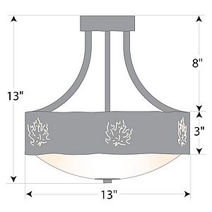 Ridgemont Semi-Flush Medium - Maple Cutout Semi-Flush Light Maple Leaf Metal Art