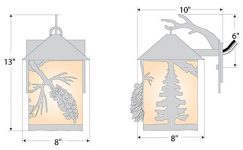 Cascade Lantern Sconce Medium - Spruce Cone Outdoor Wall Light Pine Cone Metal Art