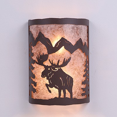 Cascade Sconce Large - Alaska Moose Wall Light Moose Metal Art