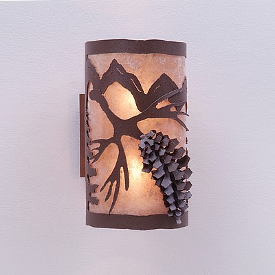 Kincaid Sconce - Spruce Cone Wall Light Pine Cone Metal Art