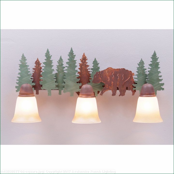 Rustic Bath 3 Light Log Cabin Style Made In Usa Unique Lakeside Triple Vanity Bear Avalanche Ranch Lighting - Log Cabin Bathroom Vanity Lights