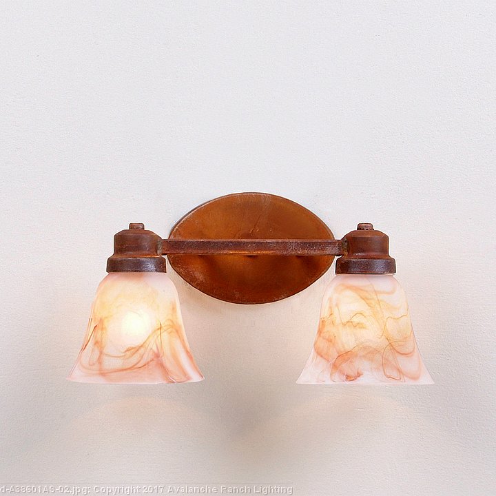 Bath 2 Light Ski Cabin Style Made in USA Unique Sienna Double Bath