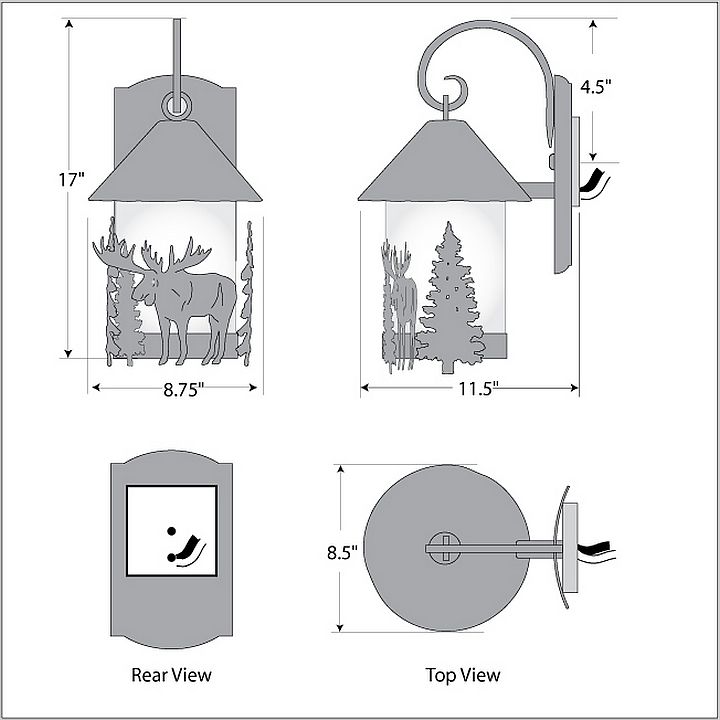 Rustic Outdoor Wall Light Log Cabin Style Made in USA by Avalanche