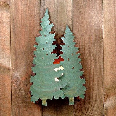 Twin Pine Sconce Wall Light Trees Metal Art