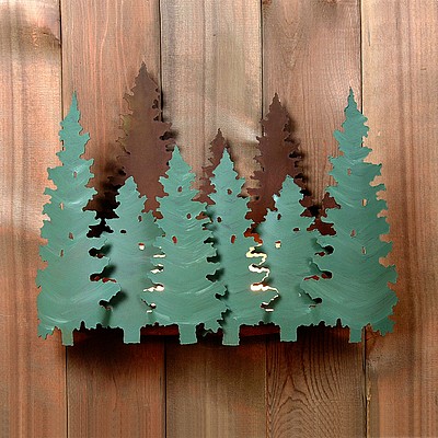Pine Forest Sconce Wall Light Trees Metal Art