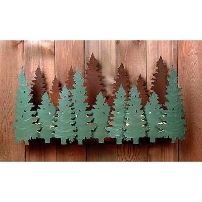 Old Growth Pine Forest Sconce Wall Light Trees Metal Art