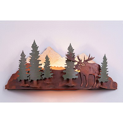 Wood Mountain Sconce - Moose Wall Light Moose Metal Art