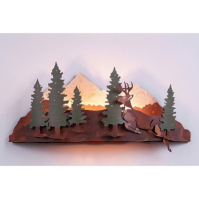 Wood Mountain Sconce - Deer Wall Light Deer Metal Art