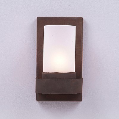 Clearance: Wisley Single Sconce - Rustic Plain-Frosted White Glass-Dark Bronze Metallic
