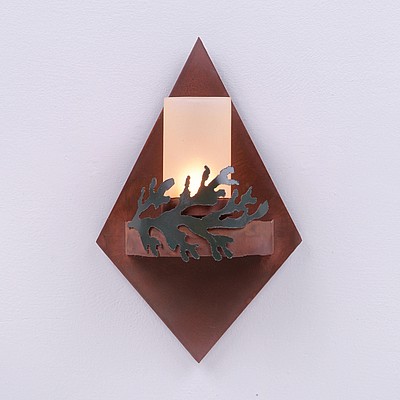 Wisley Diamond Sconce - Cedar Bough Wall Light Trees Metal Art