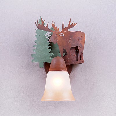 Lakeside Single Sconce - Moose Wall Light Moose Metal Art