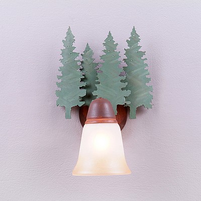 Lakeside Single Sconce - Pine Tree Wall Light Trees Metal Art