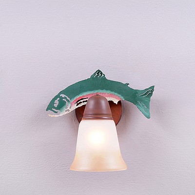 Lakeside Single Sconce - Trout Wall Light Trout Metal Art