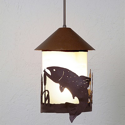 Vista Pendant Medium - Trout Pendant Light Trout Metal Art
