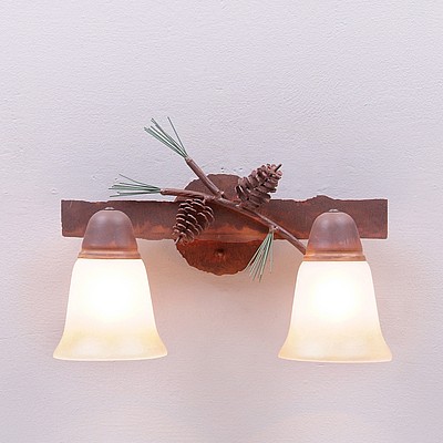 Lakeside Double Bath Vanity Light - Pine Cone Bath 2 Light Pine Cone Metal Art