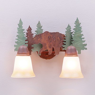 Lakeside Double Bath Vanity Light - Bear Bath 2 Light Bear Metal Art