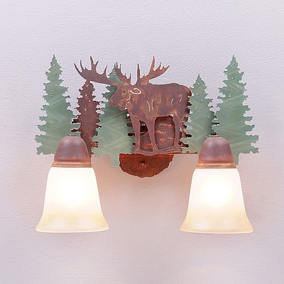 Lakeside Double Bath Vanity Light - Moose Bath 2 Light Moose Metal Art