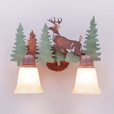 Lakeside Double Bath Vanity Light - Deer Bath 2 Light Deer Metal Art