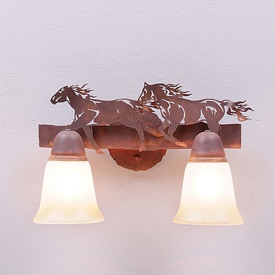 Lakeside Double Bath Vanity Light - Horse Bath 2 Light Horse Metal Art