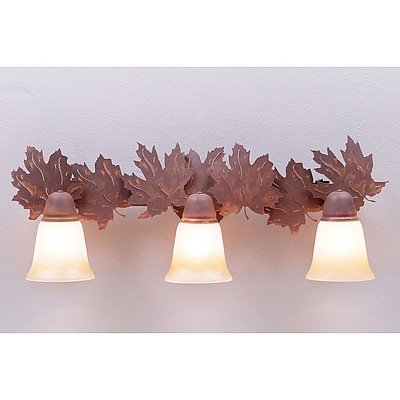 Lakeside Triple Bath Vanity Light - Maple Leaf Bath 3 Light Maple Leaf Metal Art