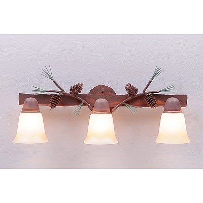 Lakeside Triple Bath Vanity Light - Pine Cone Bath 3 Light Pine Cone Metal Art