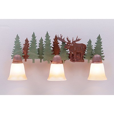 Lakeside Triple Bath Vanity Light - Moose Bath 3 Light Moose Metal Art
