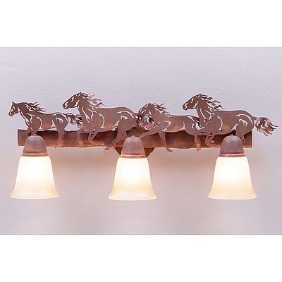 Lakeside Triple Bath Vanity Light - Horse Bath 3 Light Horse Metal Art