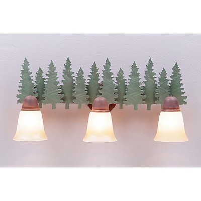 Lakeside Triple Bath Vanity Light - Pine Tree Bath 3 Light Trees Metal Art