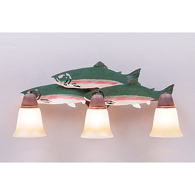 Lakeside Triple Bath Vanity Light - Trout Bath 3 Light Trout Metal Art