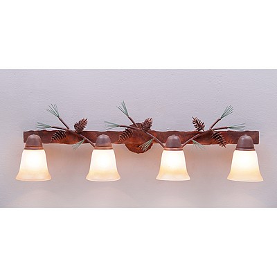 Lakeside Quad Bath Vanity Light - Pine Cone Bath 4 Light Pine Cone Metal Art