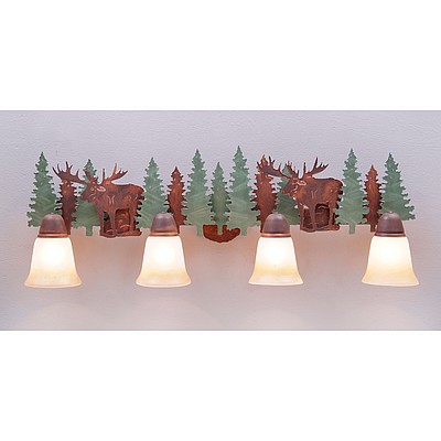 Lakeside Quad Bath Vanity Light - Moose Bath 4 Light Moose Metal Art