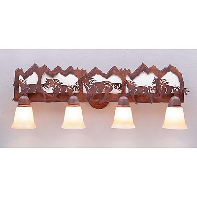 Lakeside Quad Bath Vanity Light - Horse Mountain Bath 4 Light Horse Metal Art
