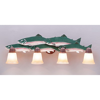 Lakeside Quad Bath Vanity Light - Trout Bath 4 Light Trout Metal Art