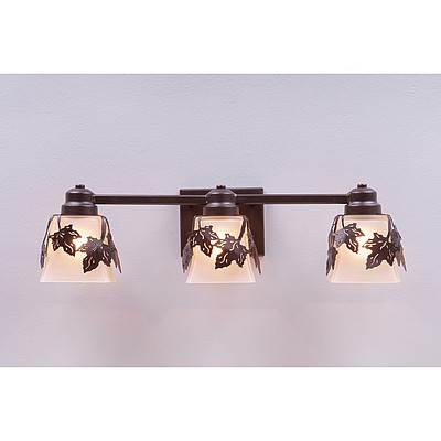 Woodland Triple Bath Vanity Light - Maple Leaf Bath 3 Light Maple Leaf Metal Art