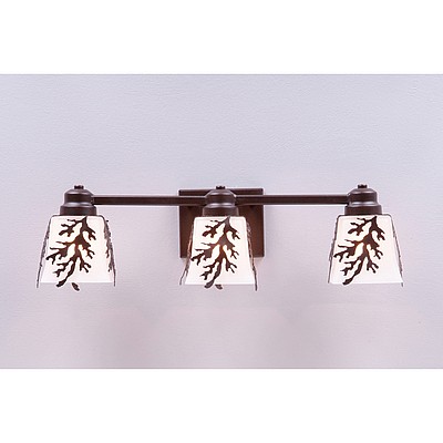Woodland Triple Bath Vanity Light - Cedar Bough Bath 3 Light Trees Metal Art