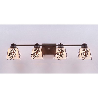Woodland Quad Bath Vanity Light - Cedar Bough Bath 4 Light Trees Metal Art