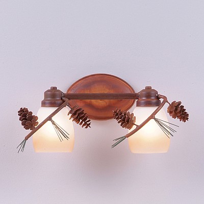 Sienna Double Bath Vanity Light - Pine Cone Bath 2 Light Pine Cone Metal Art