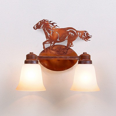 Sienna Double Bath Vanity Light - Horse Bath 2 Light Horse Metal Art