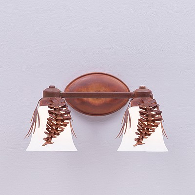 Sienna Double Bath Vanity Light - Spruce Cone Bath 2 Light Pine Cone Metal Art