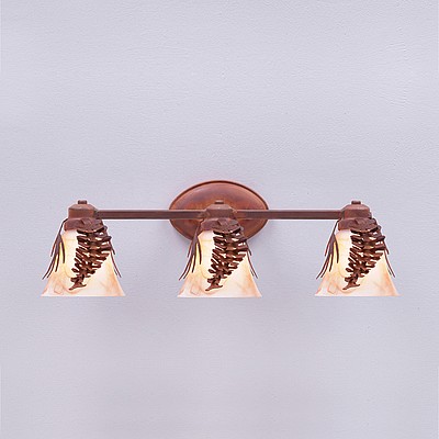 Sienna Triple Bath Vanity Light - Spruce Cone Bath 3 Light Pine Cone Metal Art