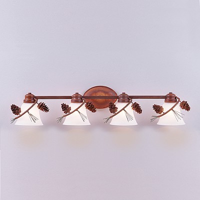 Sienna Quad Bath Vanity Light - Pine Cone Bath 4 Light Pine Cone Metal Art