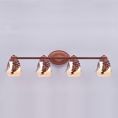 Sienna Quad Bath Vanity Light - Spruce Cone Bath 4 Light Pine Cone Metal Art