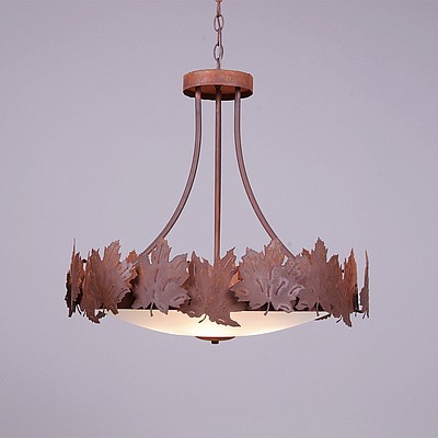 Crestline Chandelier Small - Bowl Bottom - Maple Leaf Chandelier Maple Leaf Metal Art