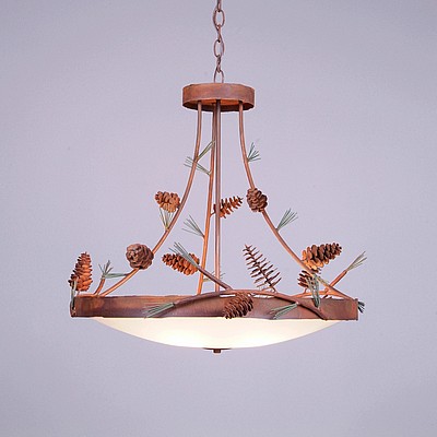 Crestline Chandelier Small - Bowl Bottom - Pine Cone Chandelier Pine Cone Metal Art