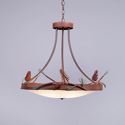 Crestline Chandelier Small - Bowl Bottom - Pine Cone Chandelier Pine Cone Metal Art