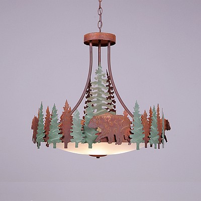 Crestline Chandelier Small - Bowl Bottom - Bear Chandelier Bear Metal Art