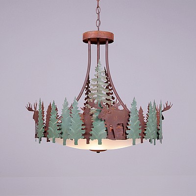 Crestline Chandelier Small - Bowl Bottom - Moose Chandelier Moose Metal Art