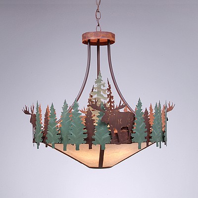 Crestline Chandelier Small - Shade Bottom - Moose Chandelier Moose Metal Art